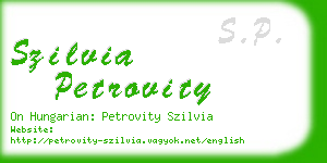 szilvia petrovity business card